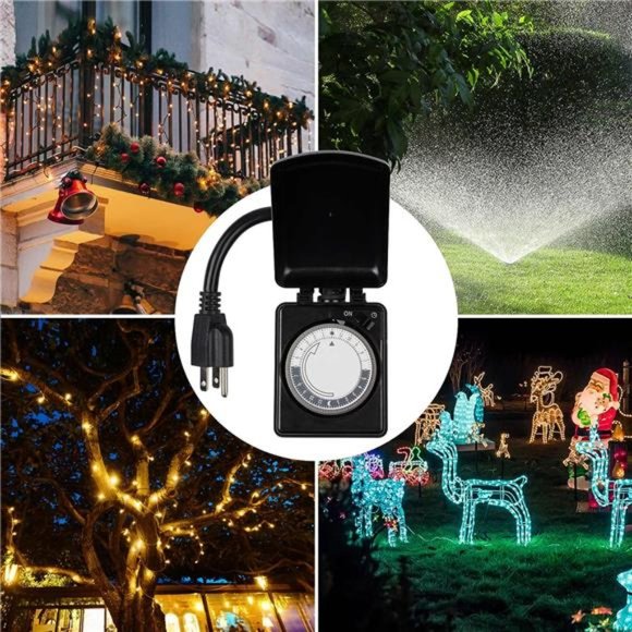 Outdoor Mechanical Programmable Dual Outlet Timer - Plugin timer, Waterproof - Picture 6 of 6